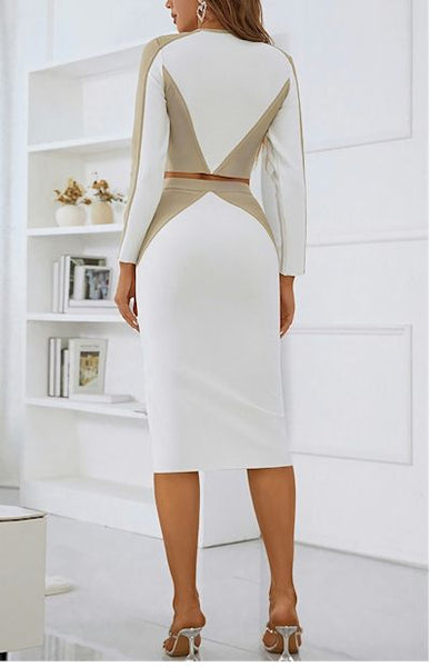 Sensationally Sexy: High-End Contrast Color Patchwork Skirt Set