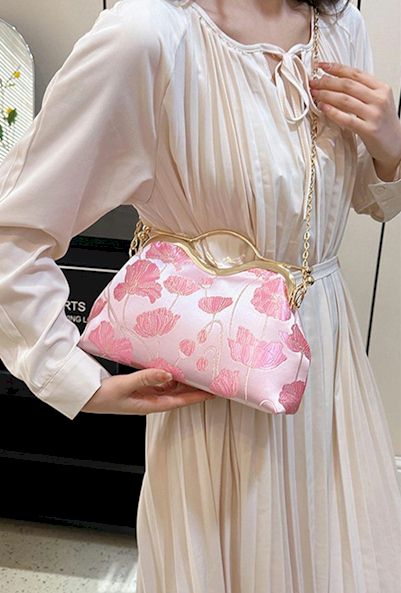 Lotus Embroidery Chic: Embrace Sophistication with our Crossbody Statement Piece!