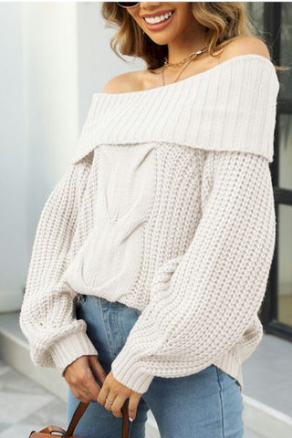 Sculpt Your Style: Off-The-Shoulder Lantern Sleeve Sweater