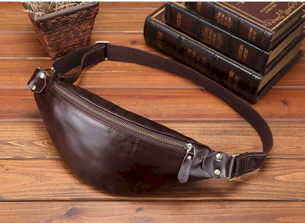 Genuine Crazy Horse Leather Men's Travel Fanny Pack